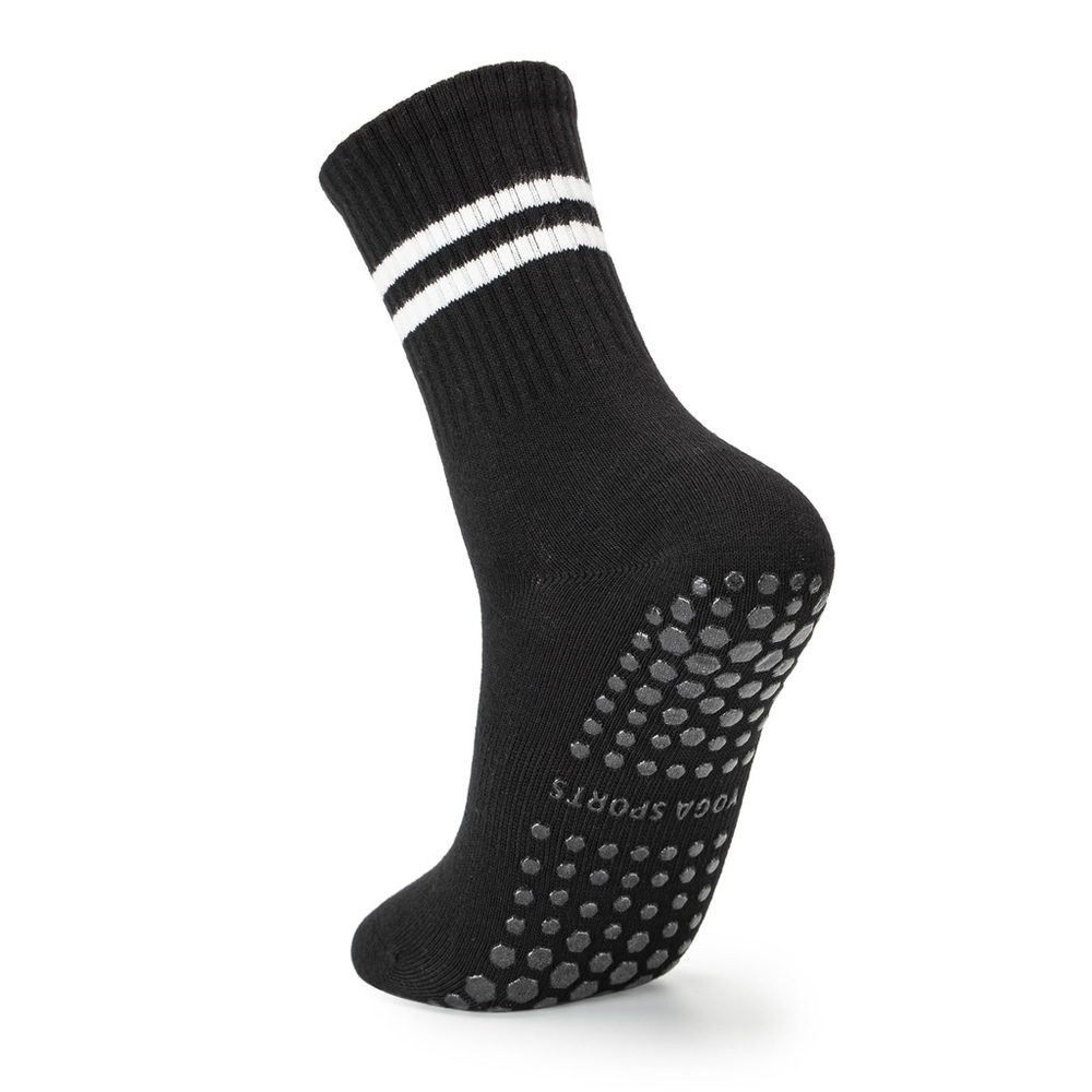 HIGH HEEL JUNGLE VARSITY SPORTS GRIP SOCKS YOGA PILATES BLACK WOMENS OS NWOT